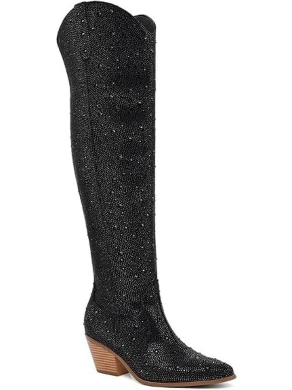 Women's Rhinestone Over the Knee Boots Black Size 12 Used Excellent Condition